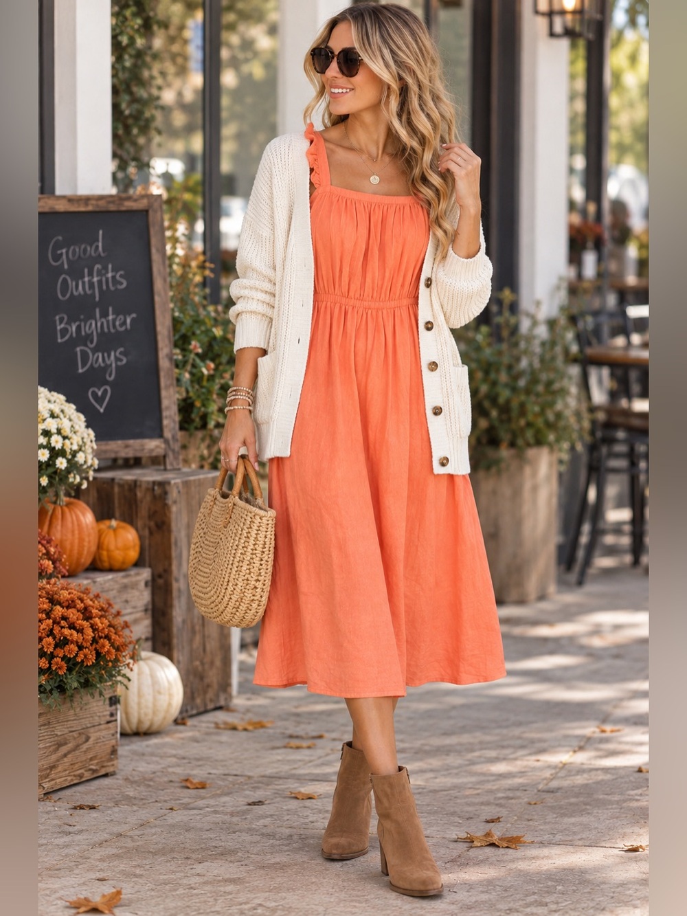Old Navy Coral Orange Linen Blend Ruffle Strap Midi Dress XS NWT Summer or Fall